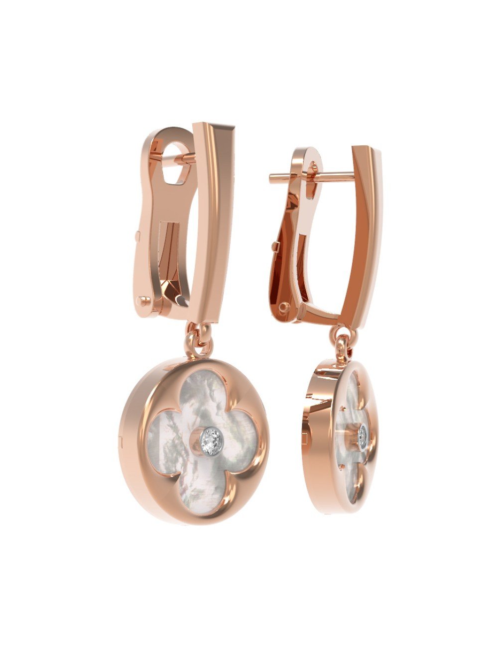 Серьги из золота c бриллиантами и перламутром