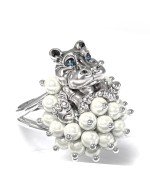 Кольцо из белого золота c эмалью и жемчугом