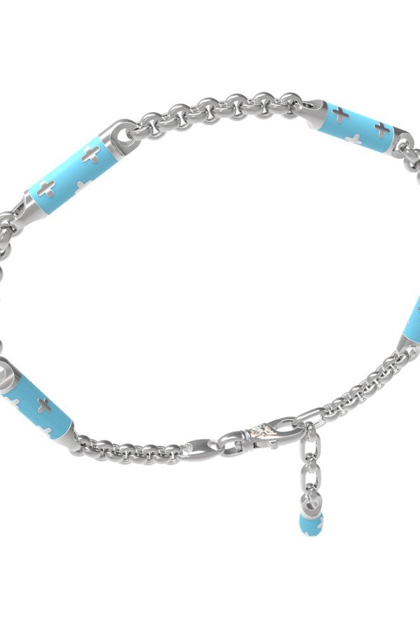 Браслет из белого золота c эмалью