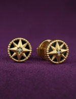 Серьги из лимонного золота c бриллиантами и ониксом