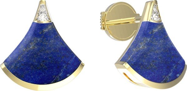 Серьги из лимонного золота c бриллиантами и лазуритом
