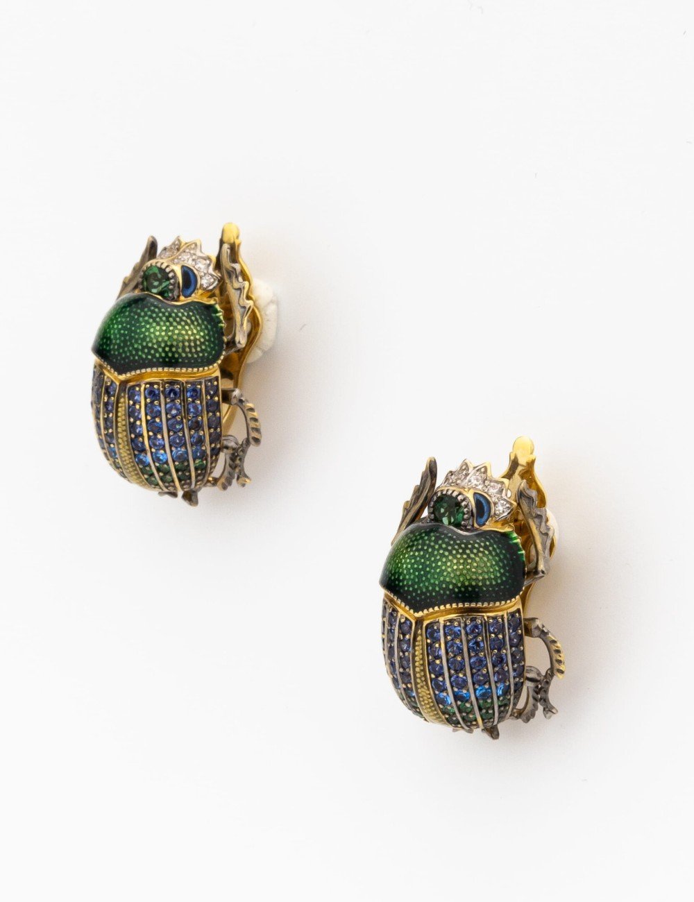 Серьги из лимонного золота c эмалью, фианитом и турмалином