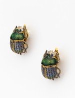 Серьги из лимонного золота c эмалью, фианитом и турмалином