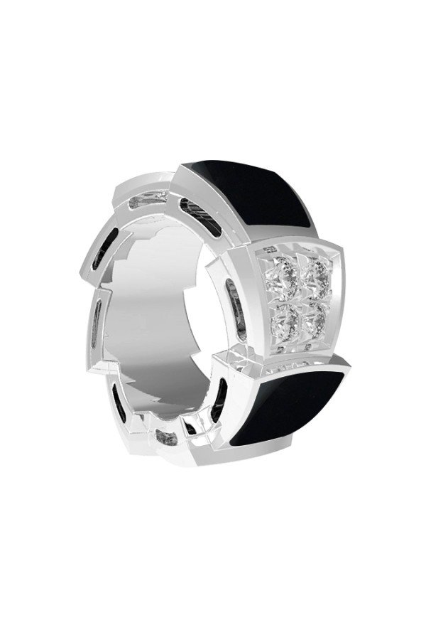 Подвеска из белого золота c бриллиантами и ониксом