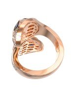 Кольцо из золота c бриллиантами, сапфиром и малахитом