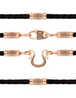 Гайтан из золота c кожаным шнурком