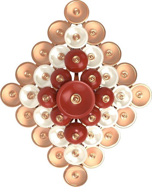 Подвеска из золота c агатом и перламутром