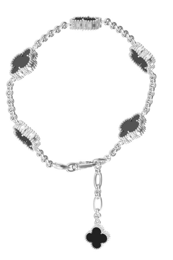 Браслет из белого золота c ониксом