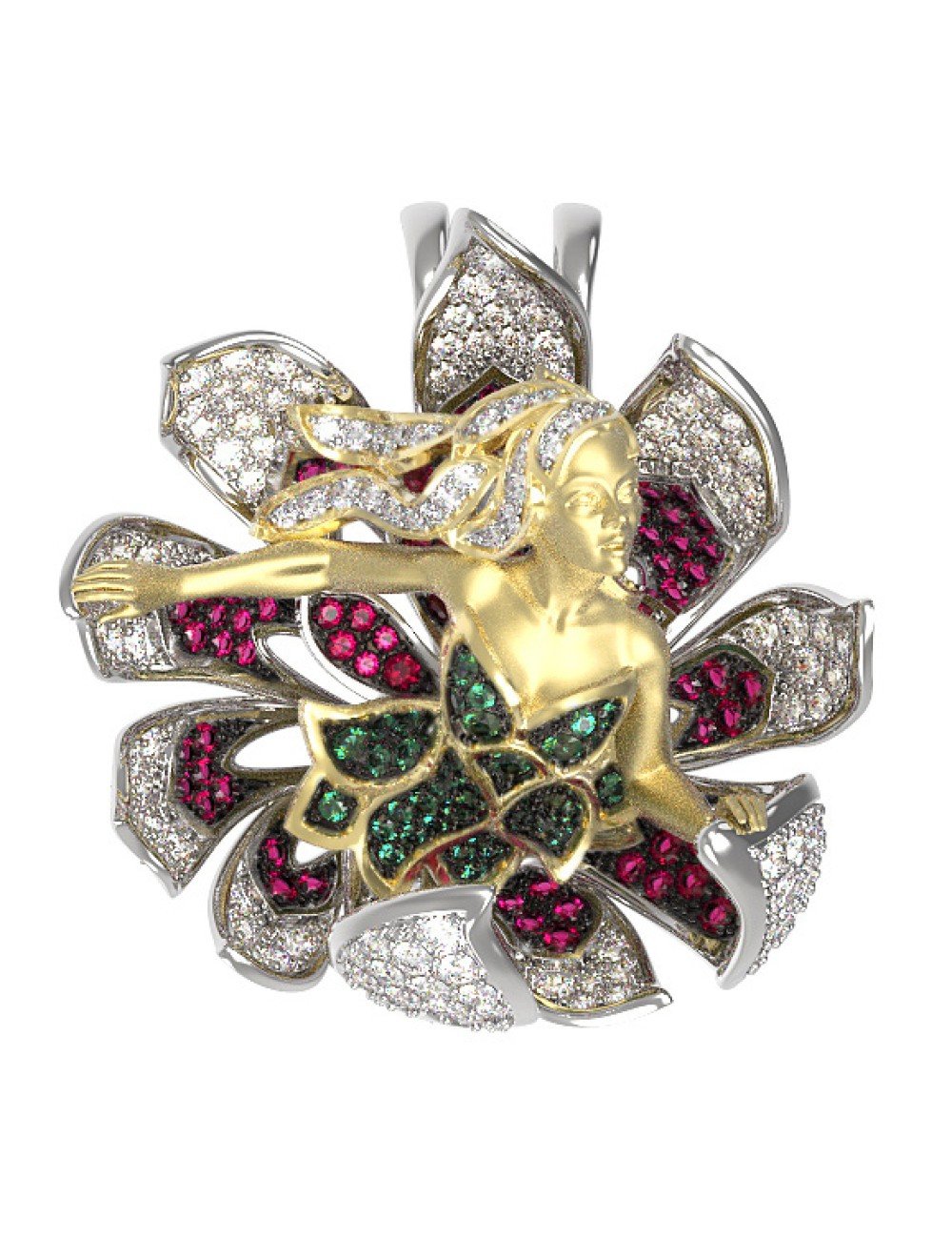 Подвеска из белого золота c фианитом