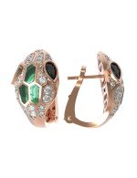 Серьги из золота c бриллиантами, сапфиром и малахитом