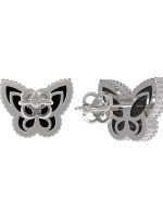 Серьги из белого золота c ониксом