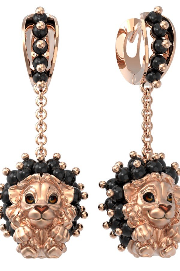 Серьги из золота c эмалью и ониксом