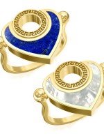 Кольцо из лимонного золота c лазуритом и перламутром