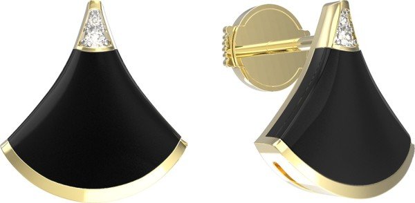 Серьги из лимонного золота c бриллиантами и ониксом