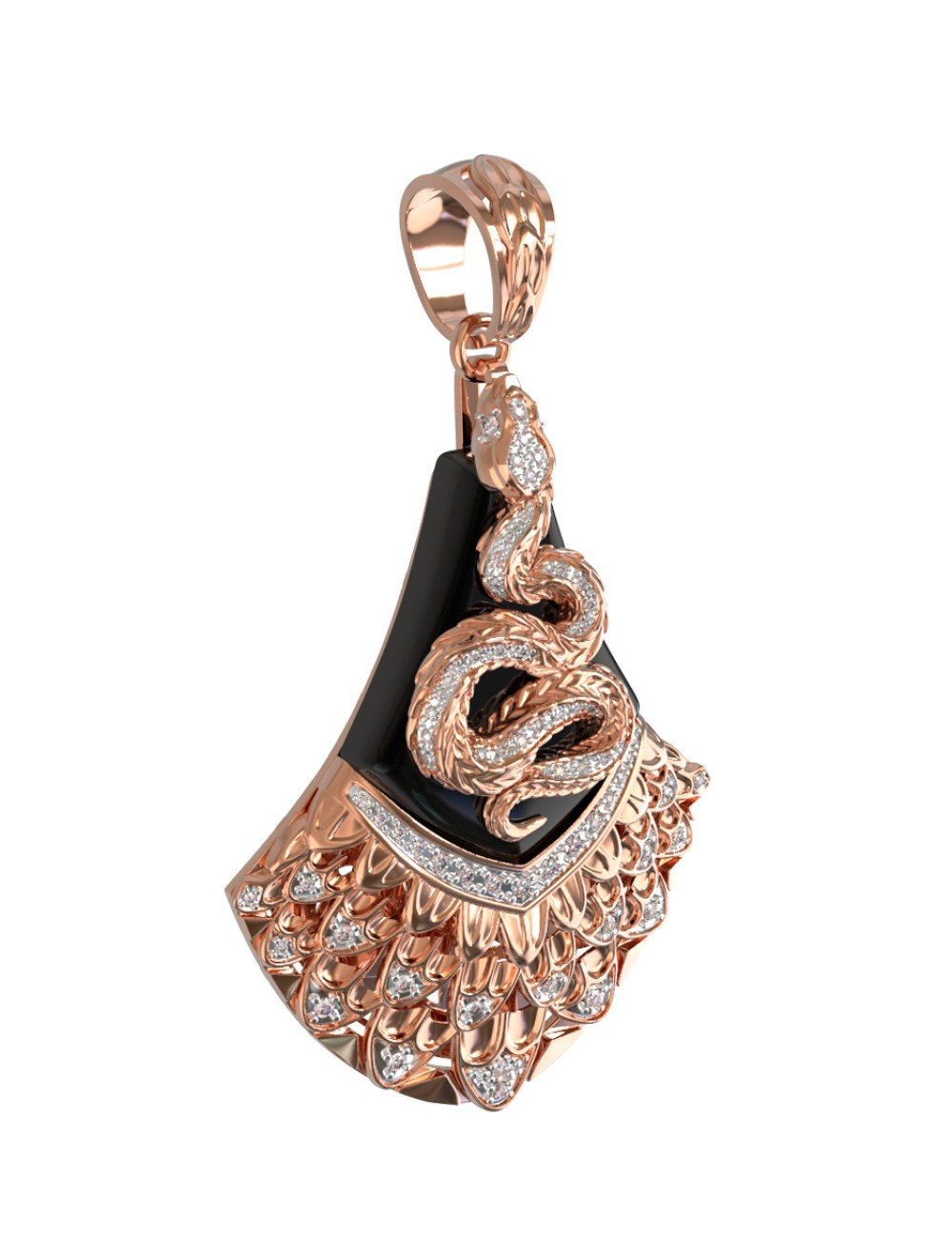 Подвеска из золота c бриллиантами и ониксом