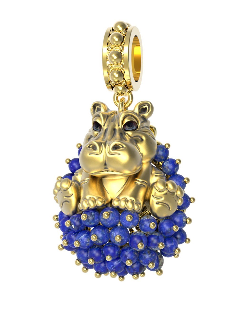 Подвеска из лимонного золота c эмалью и лазуритом