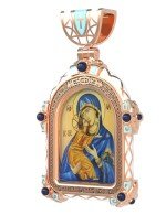 Образок из золота c эмалью и иконописью