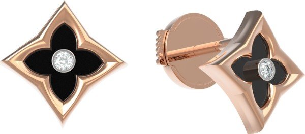 Серьги из золота c бриллиантами и ониксом