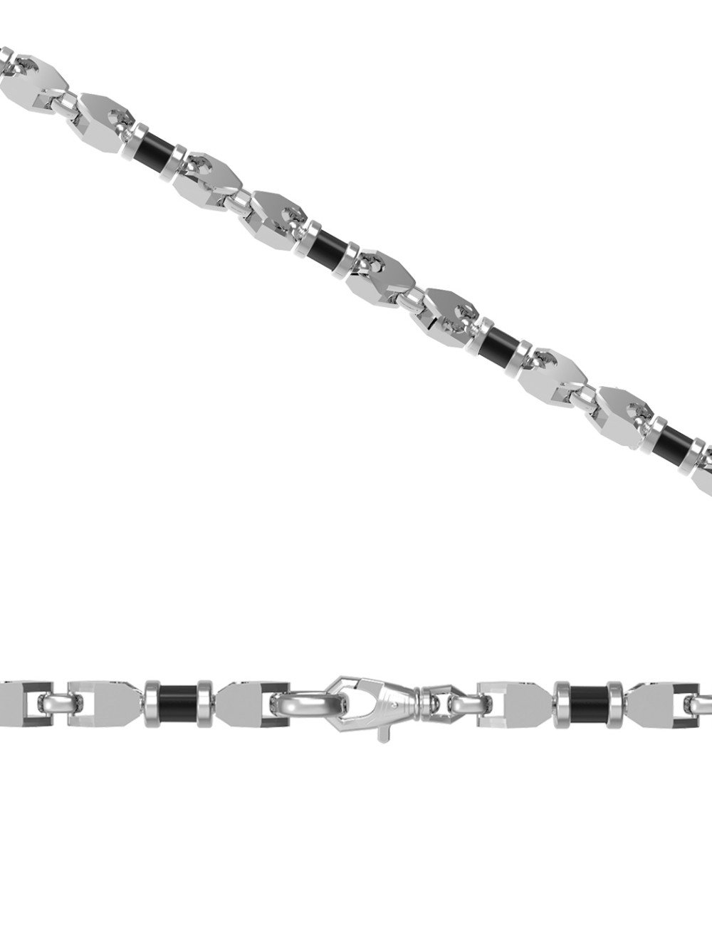 Цепь из белого золота c ониксом