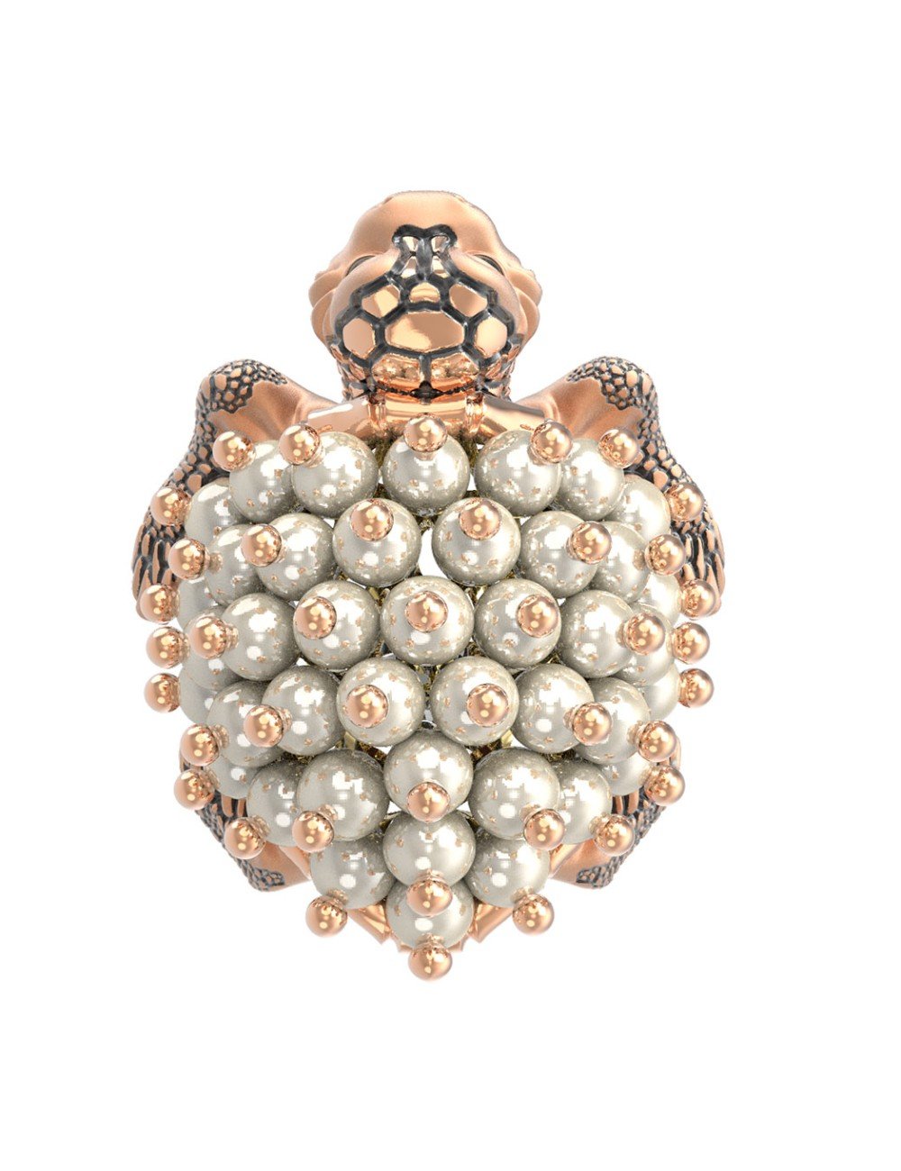 Кольцо из золота c эмалью и жемчугом