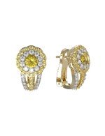 Серьги из лимонного золота c бриллиантами и сапфиром