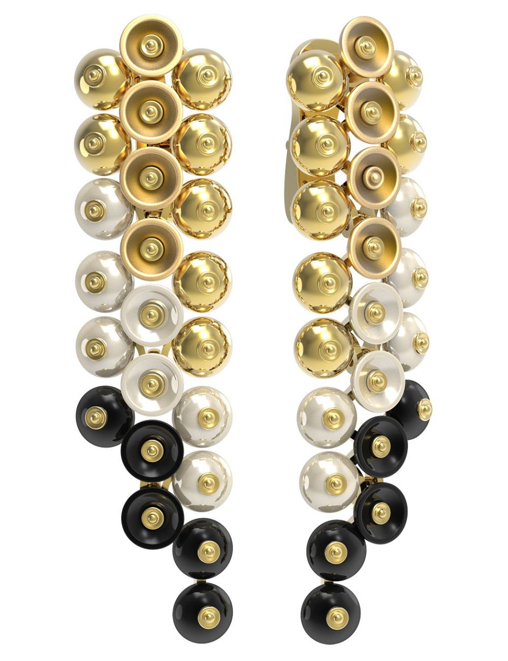 Серьги из лимонного золота c ониксом и перламутром