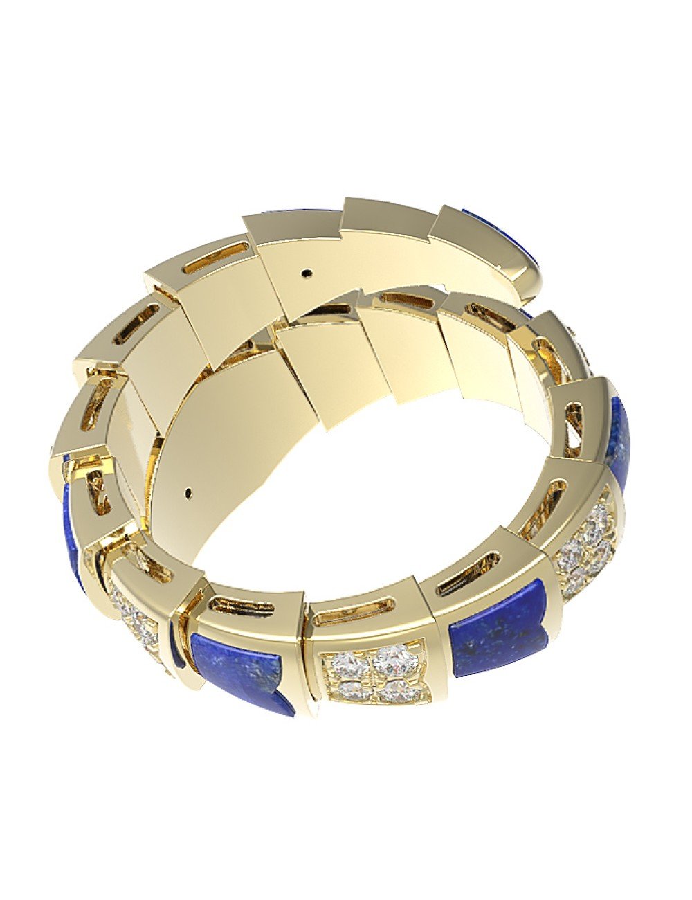 Кольцо из лимонного золота c бриллиантами и лазуритом