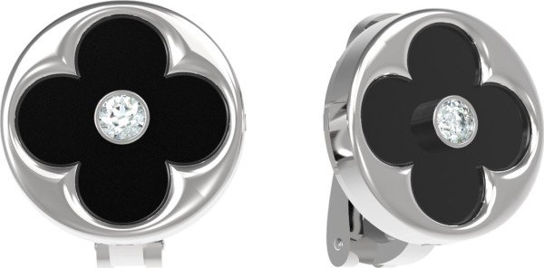 Серьги из белого золота c бриллиантами и ониксом