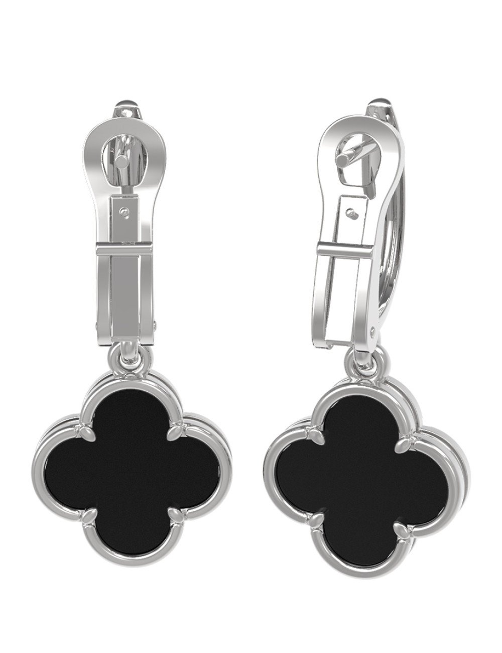 Серьги из белого золота c ониксом