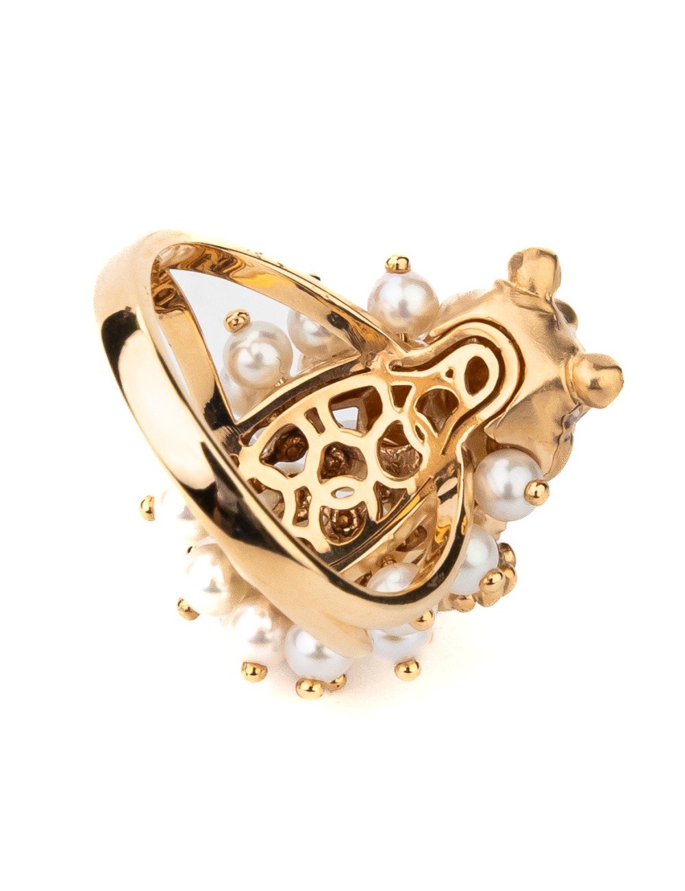 Кольцо из золота c эмалью и жемчугом