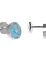 Серьги из белого золота c бриллиантами и бирюзой