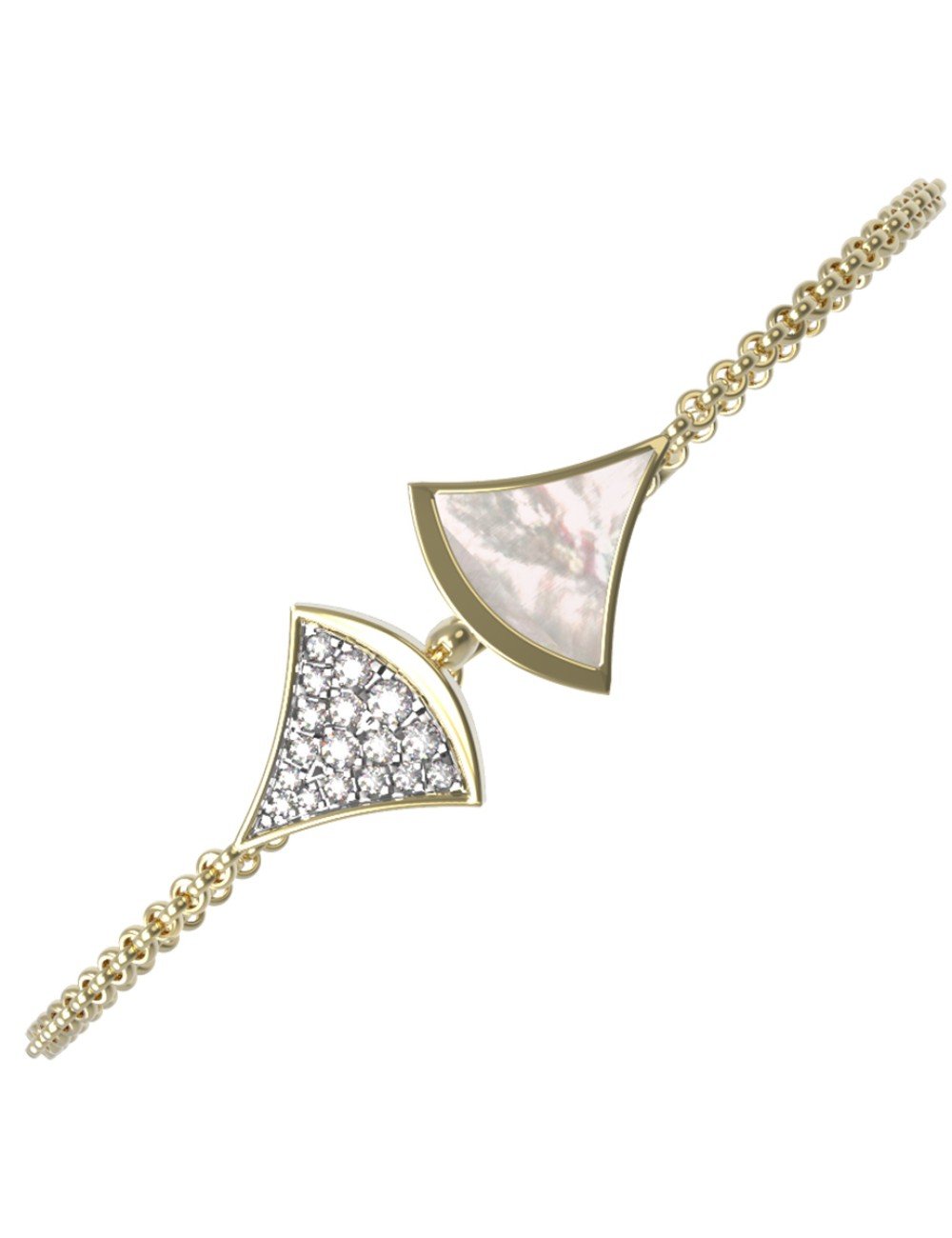 Браслет из лимонного золота c бриллиантами и перламутром