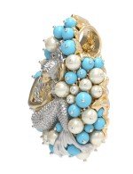 Подвеска из лимонного золота c жемчугом и бирюзой