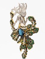 Брошь из лимонного золота c фианитом и топазом London