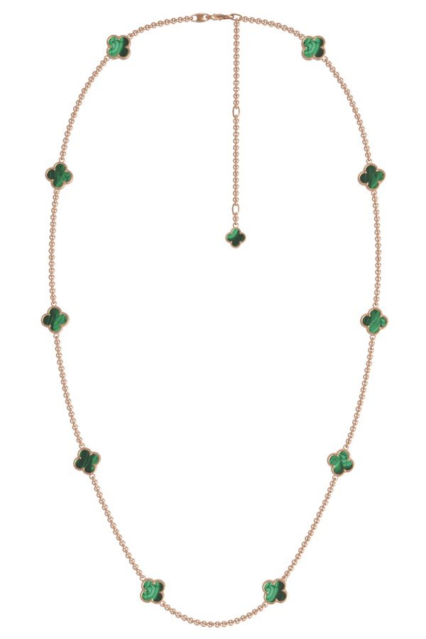 Колье из золота c малахитом