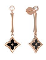 Серьги из золота c фианитом и ониксом