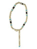 Браслет из лимонного золота c бирюзой и ониксом