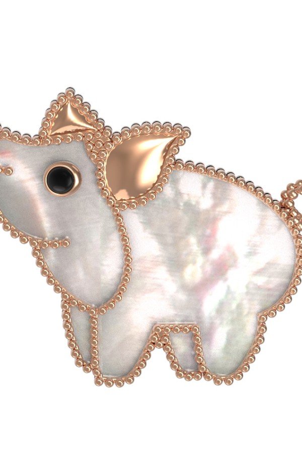 Брошь из золота c эмалью и перламутром