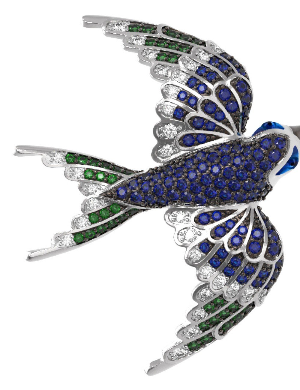 Подвеска из белого золота c эмалью и фианитом