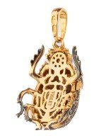 Подвеска из золота c эмалью, фианитом и гранатом