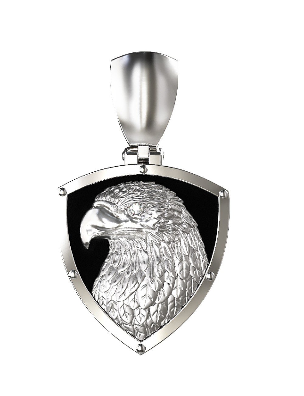 Подвеска из белого золота c бриллиантами и ониксом