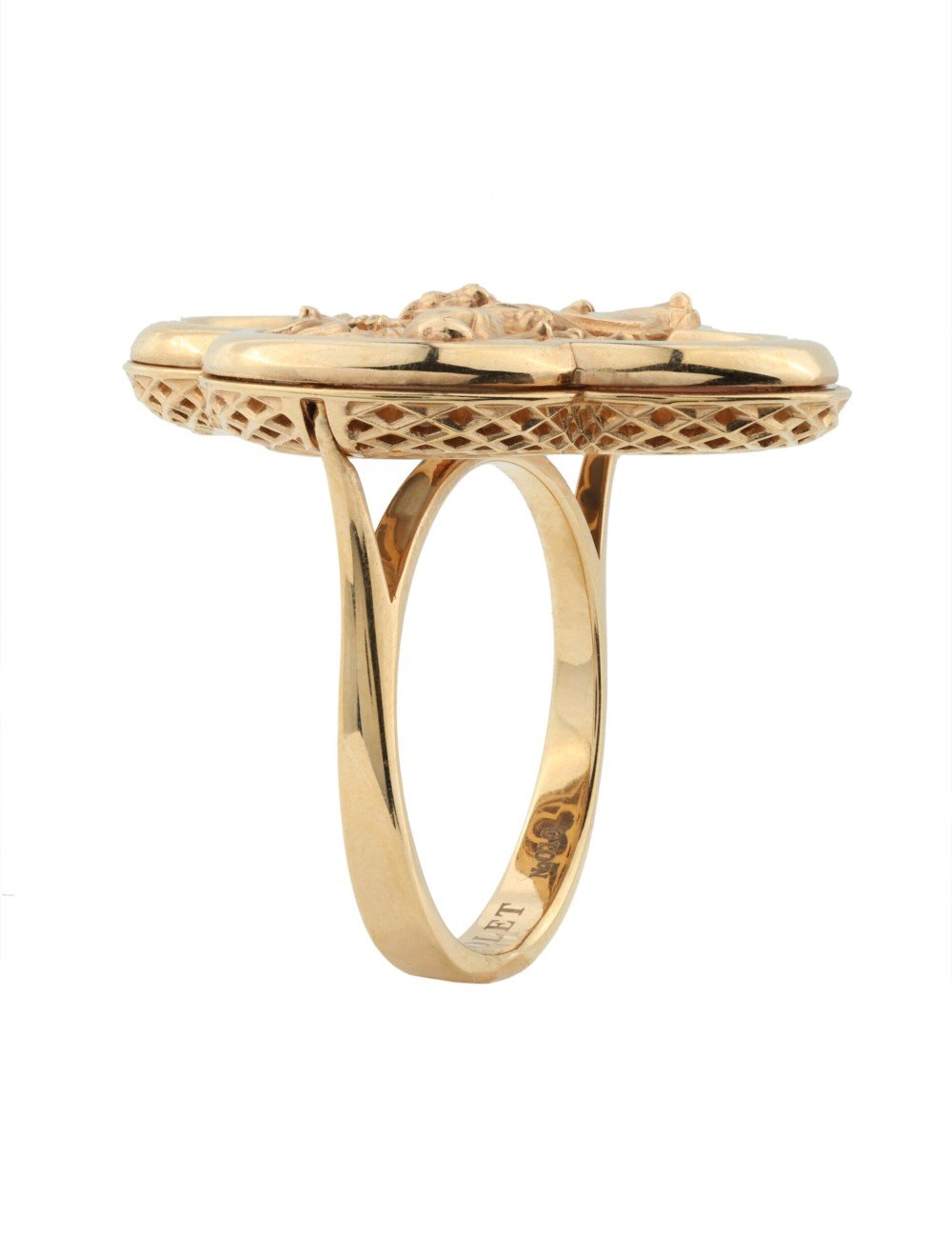 Кольцо из золота c эмалью и перламутром