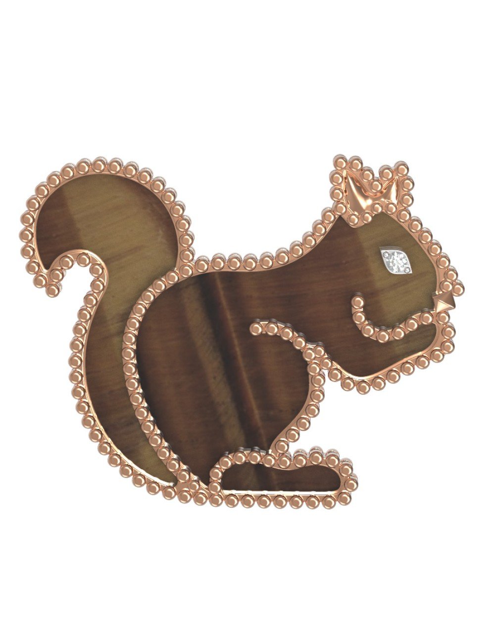 Брошь из золота c бриллиантами и тигровым глазом