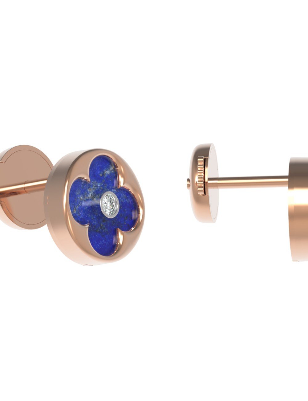 Серьги из золота c бриллиантами и лазуритом