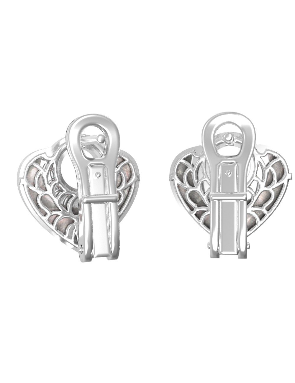 Серьги из белого золота c бриллиантами и перламутром