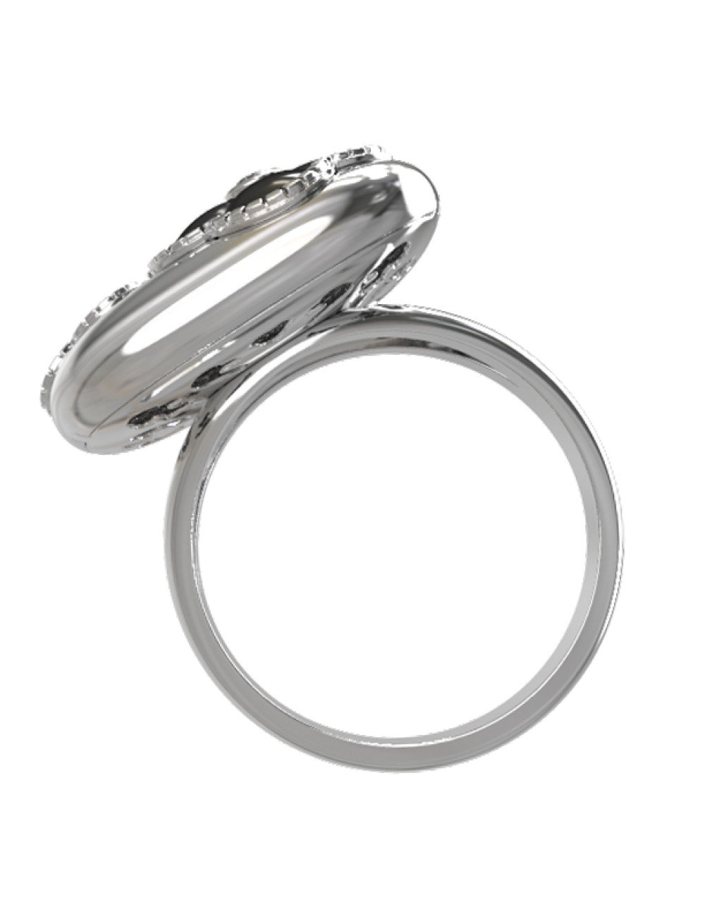 Кольцо из белого золота c бриллиантами и ониксом