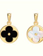 Подвеска из лимонного золота c ониксом и перламутром