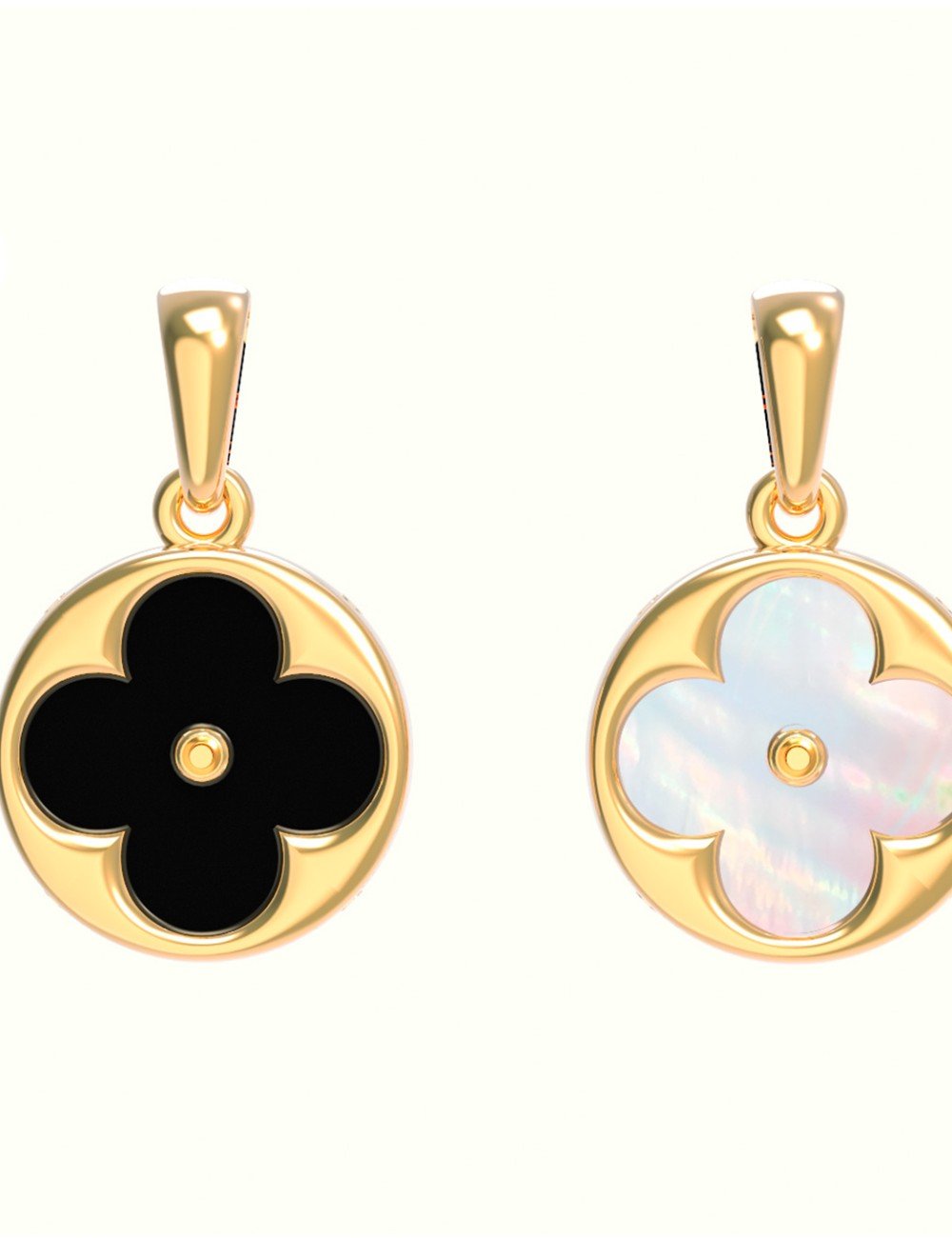 Подвеска из лимонного золота c ониксом и перламутром