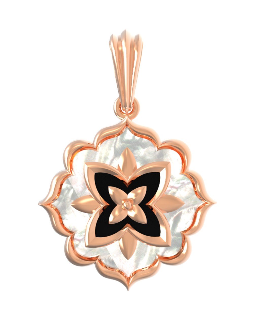 Подвеска из золота c ониксом и перламутром