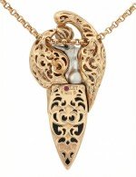 Колье из золота c эмалью, бриллиантами, рубином и ониксом